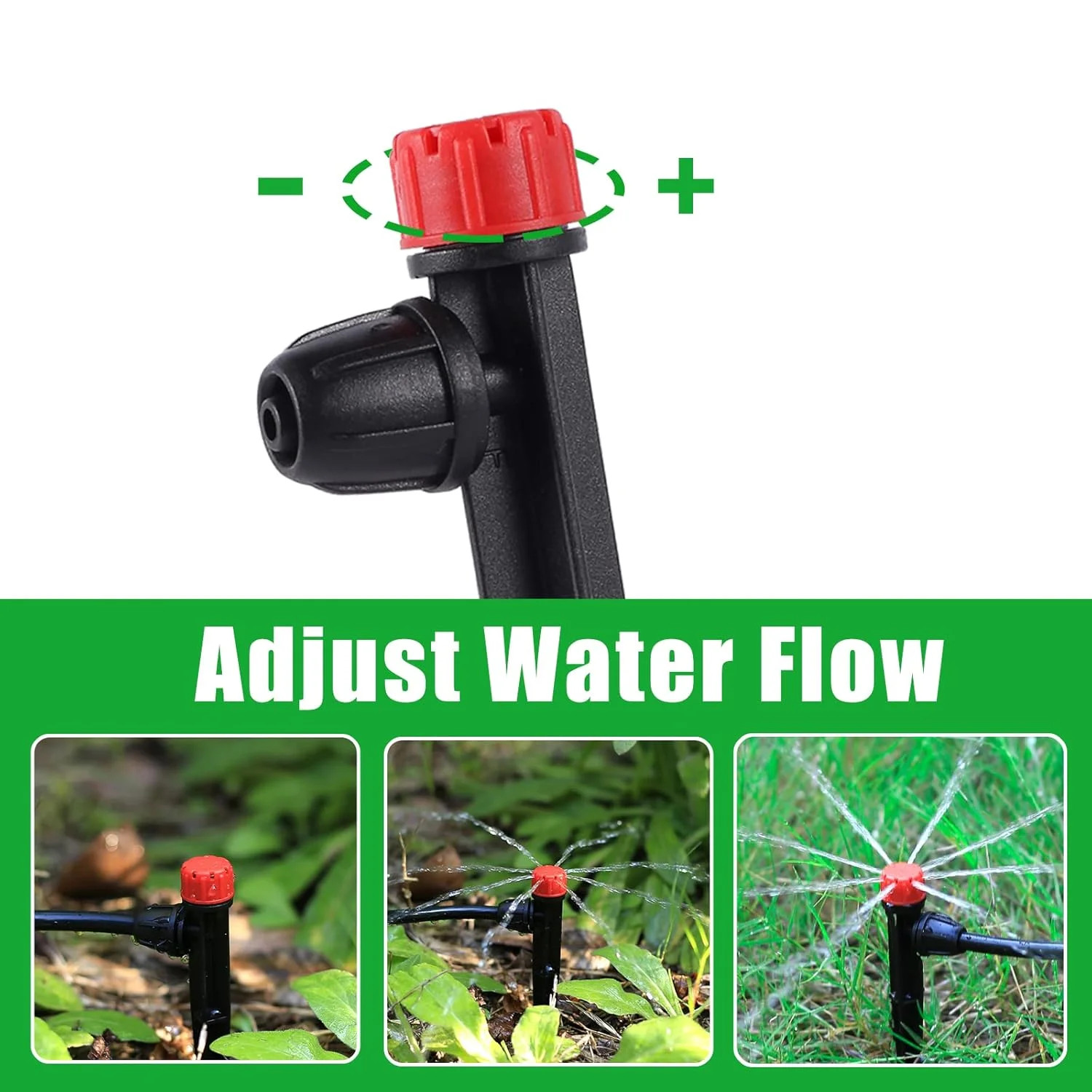 Drip Irrigation Emitters with Adjustable 360 Degree Water Flow Drippers for 1/4