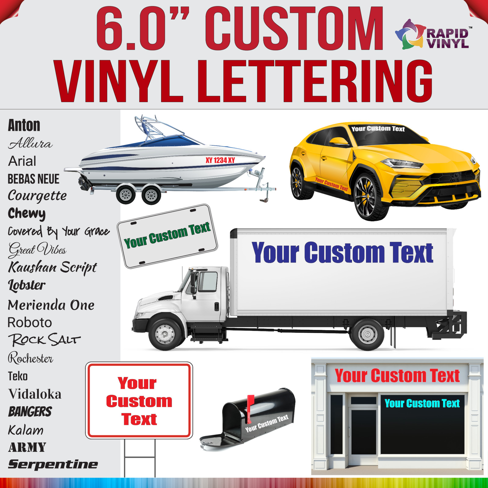6 Inch Custom Vinyl Lettering Numbers Transfer Decal Sticker Boat Window Glass