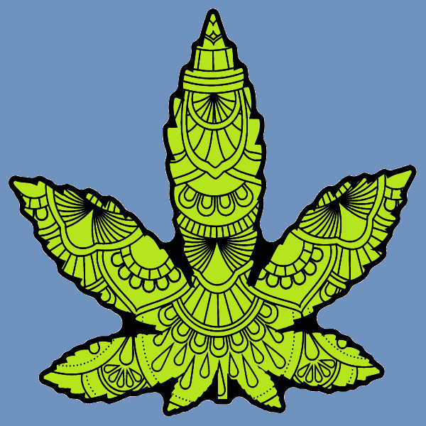 Green Tribal Weed Leaf Cannabis Sticker Weatherproof Vinyl UV Boho Laptop Art