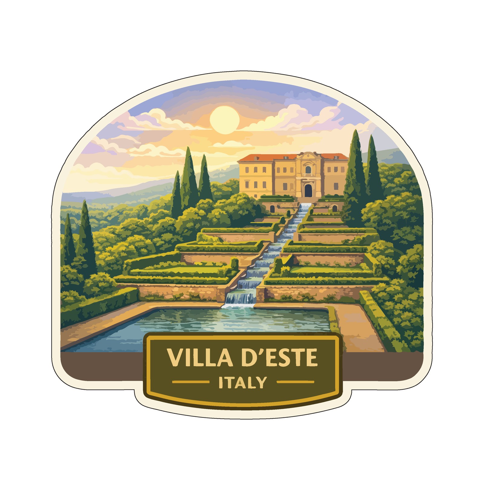 Villa d'Este Italy Sticker Decal Vinyl Die-Cut World Heritage Sites Series