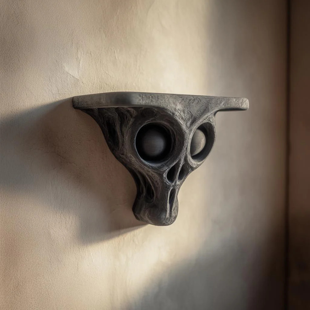 3D Printed Alien Skull Wall Shelf | Sci-Fi Horror Floating Ledge | Dark Fantasy