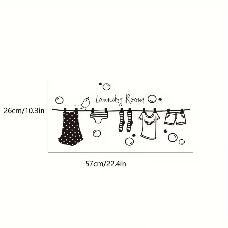 Charming Cartoon Vinyl Wall Decal for Laundry Room – Easy Stick & Peel,