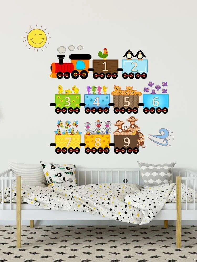 Train Wall Stickers With Numbers For Baby Nursery & Kids Rooms Decor. New