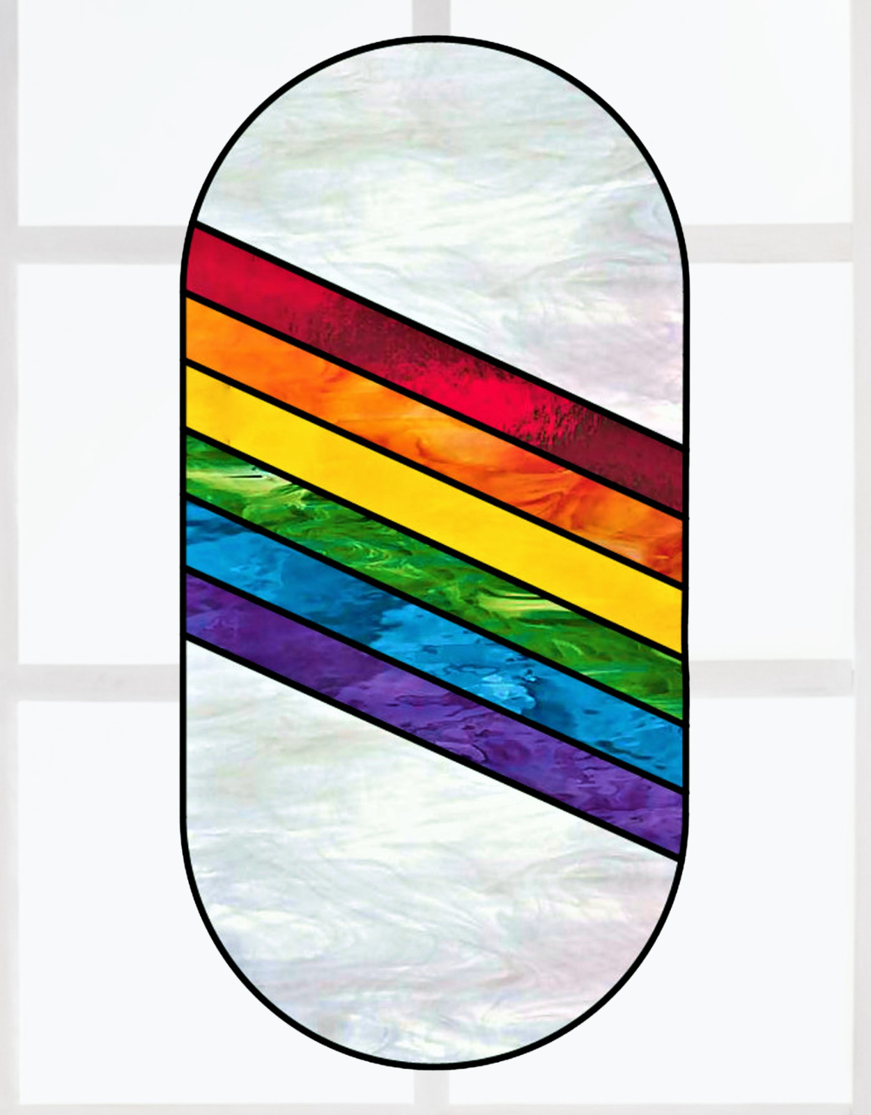 Rainbow Pride LBBTQ Faux Stained Glass WINDOW CLING ~ Sun-catcher Size 10.6"