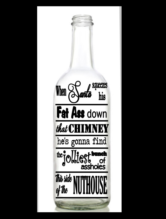 Vinyl Decal Sticker for Wine bottle diy christmas design FUNNY