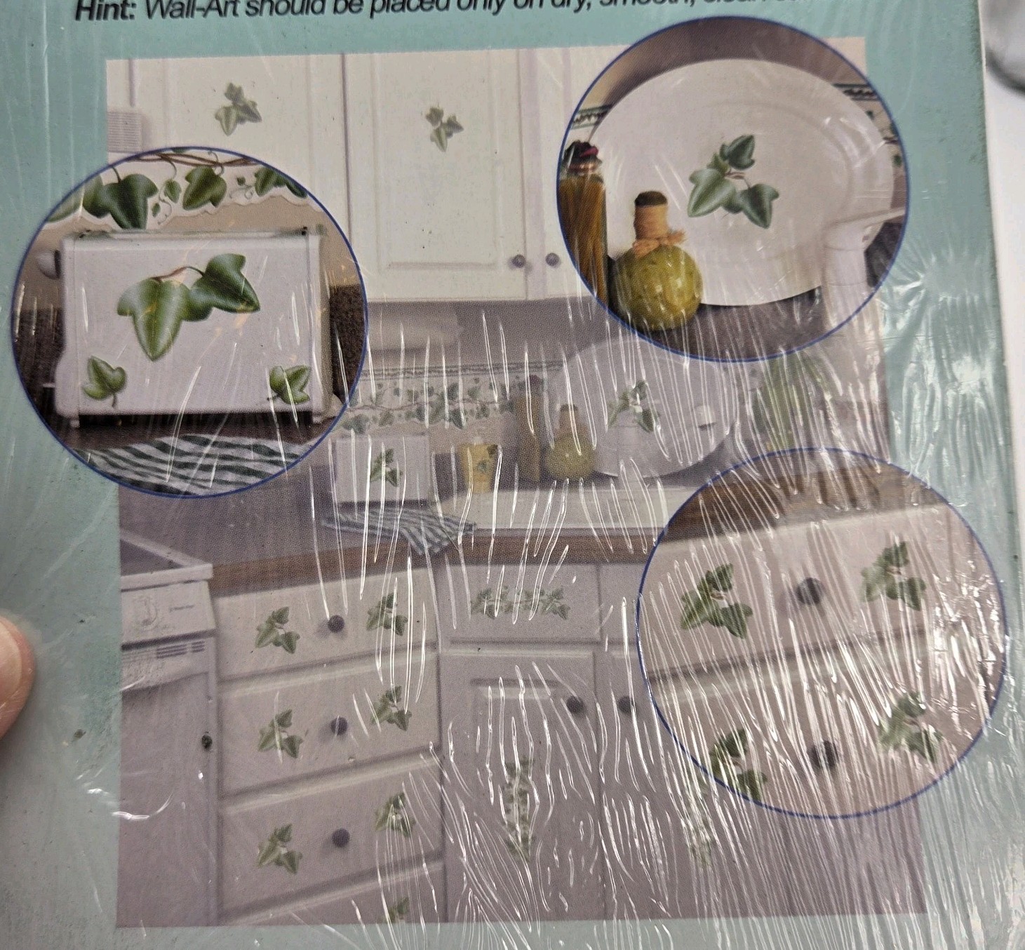 Wall Art Self Adhesive Decals Green Ivy Washable Fade Resistant New Lot of 4