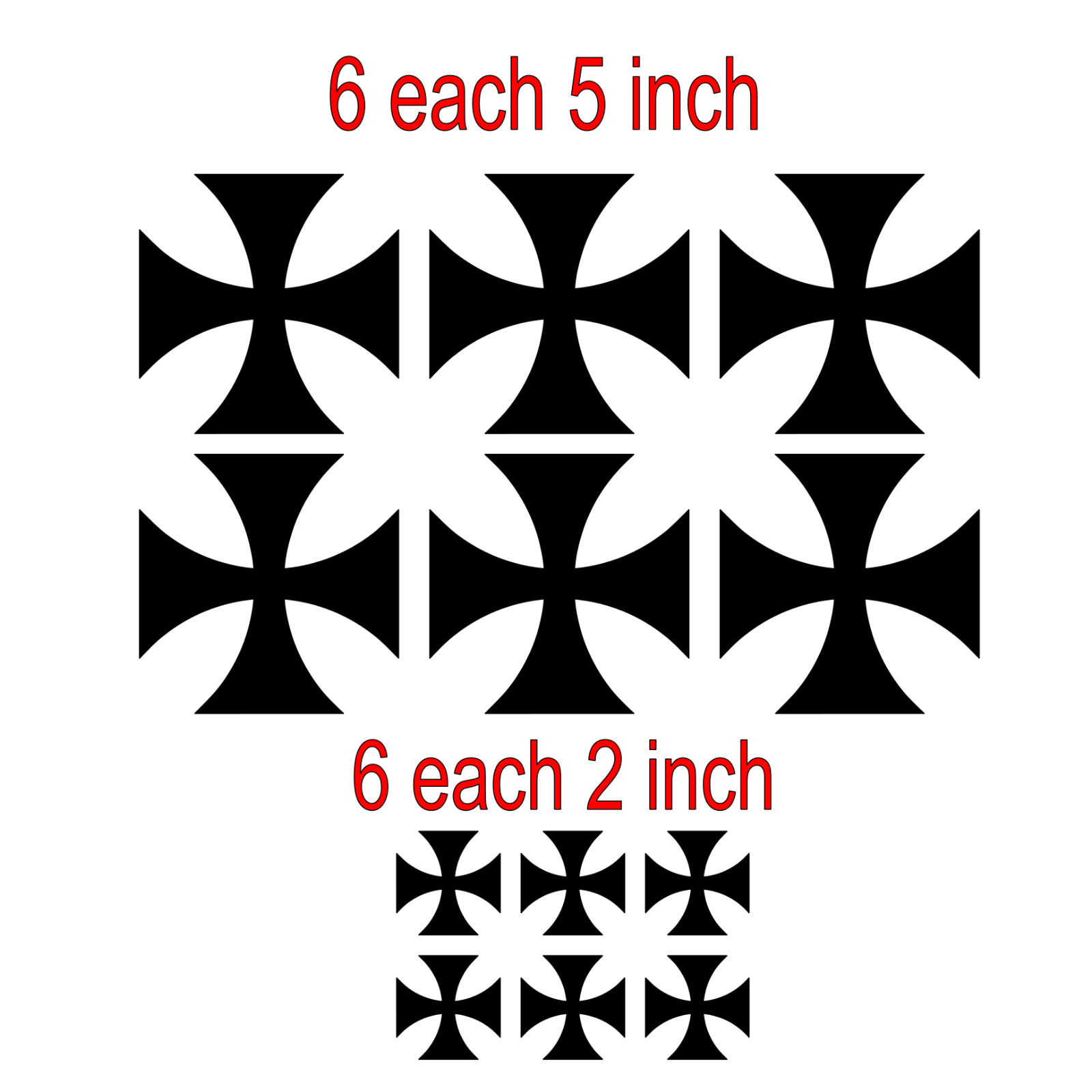 Iron Cross German – 12 Each – Vinyl Decals Sticker – RC – Select Color