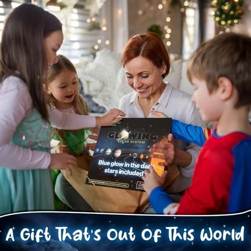 Glow in the Dark Wall Stickers Stars Planets Solar System 120 Pieces Blue Kids