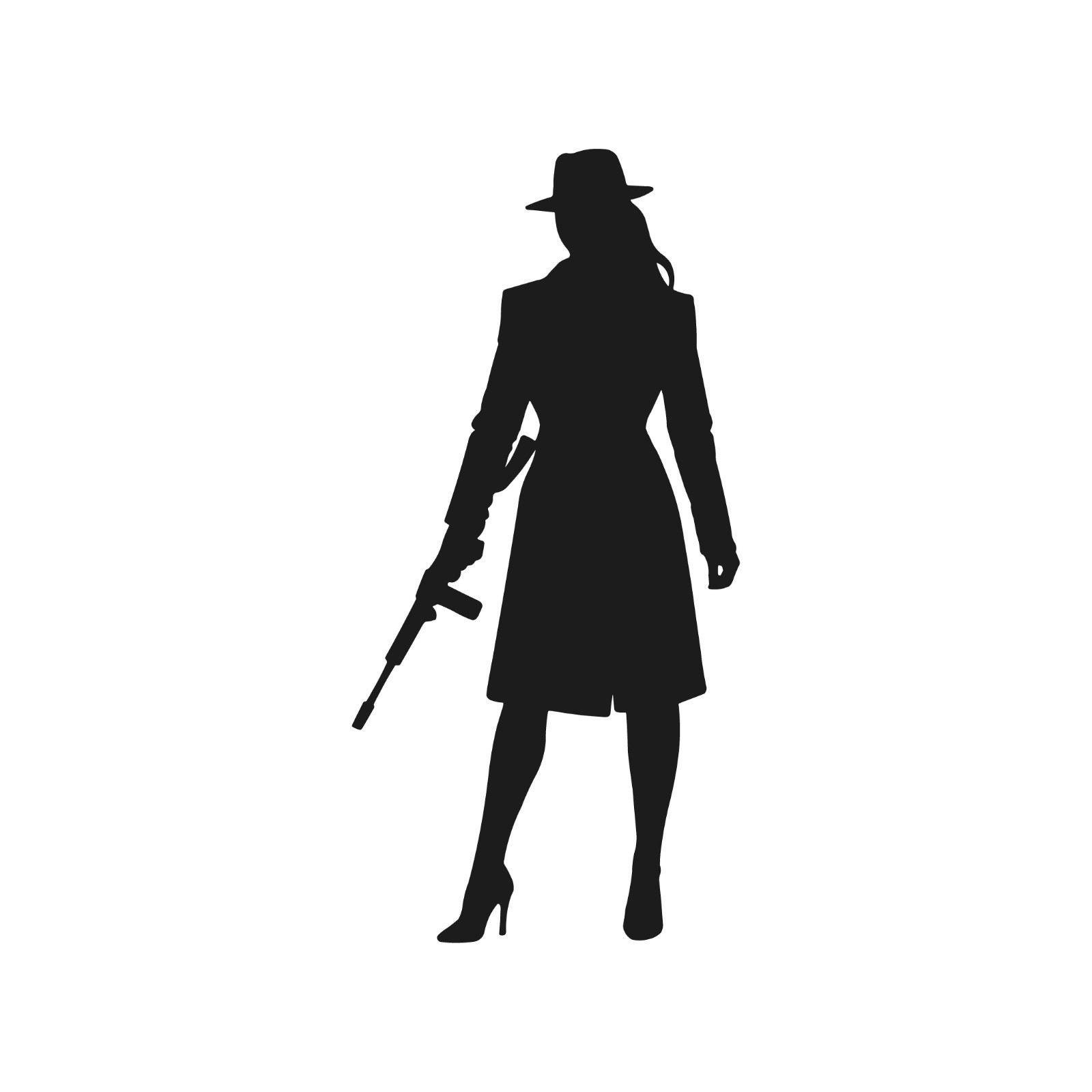 Female Gangster Silhouette Vinyl Decal Sticker Women Mafia Girl Car Window