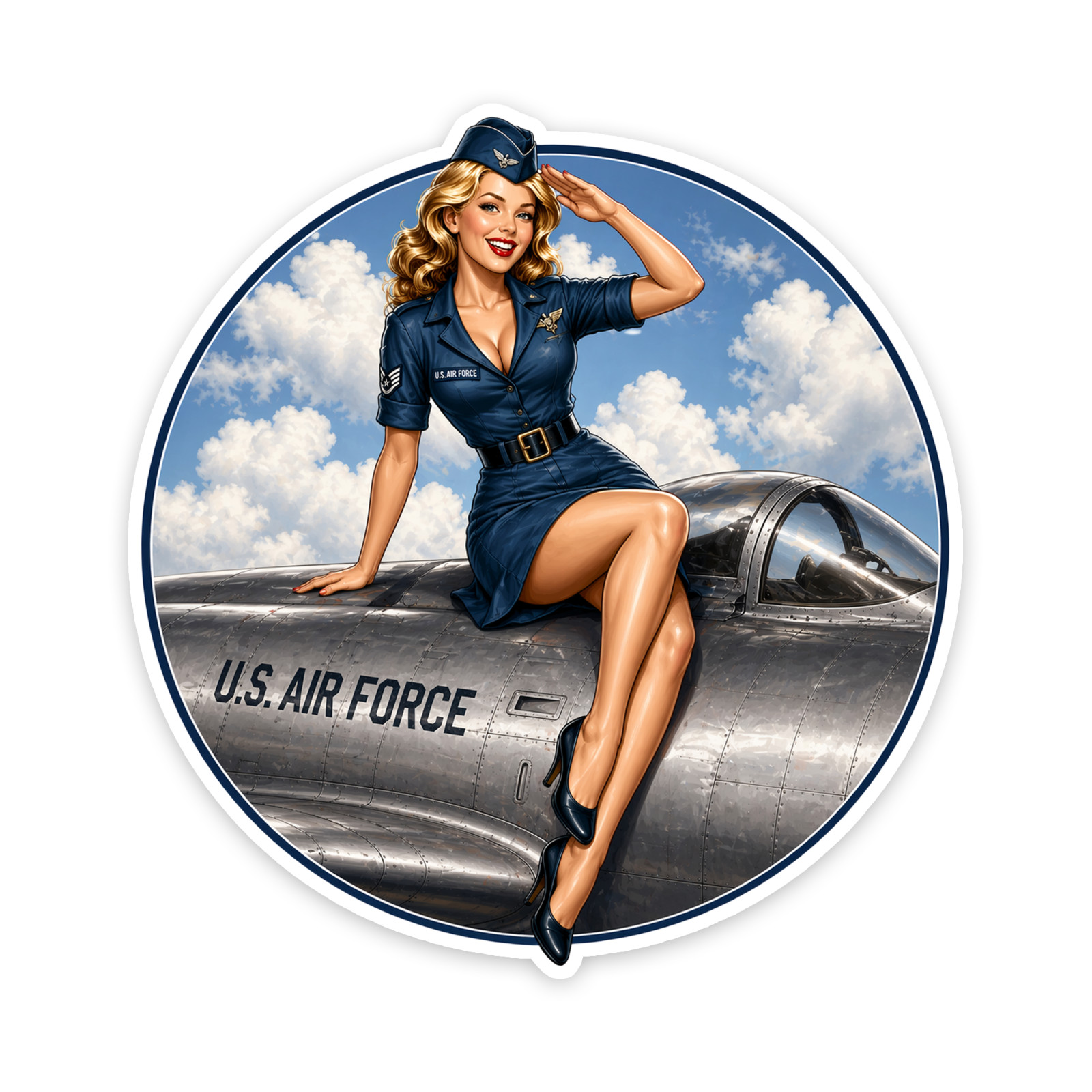 War PinUp Sticker 4 Inch Vinyl Decal WW2 PinUp Girl Vintage Waterproof High REs
