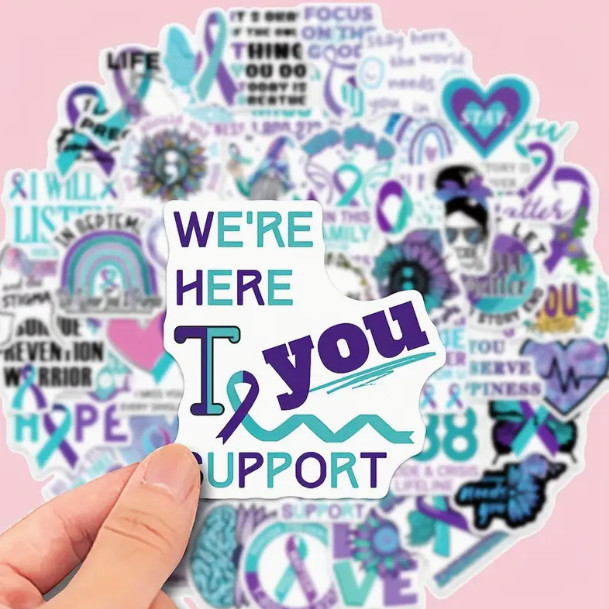 50-pc Suicide Awareness Mental Health Stickers New