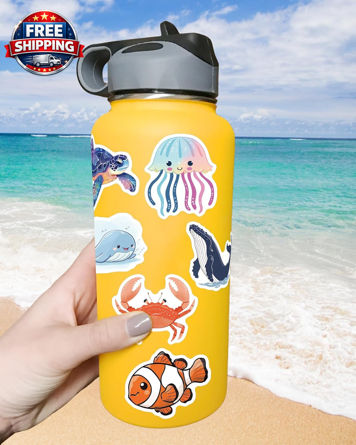 100 Pcs Ocean Stickers for Kids Teens Adults, under the Sea Animal Fish Turtle S