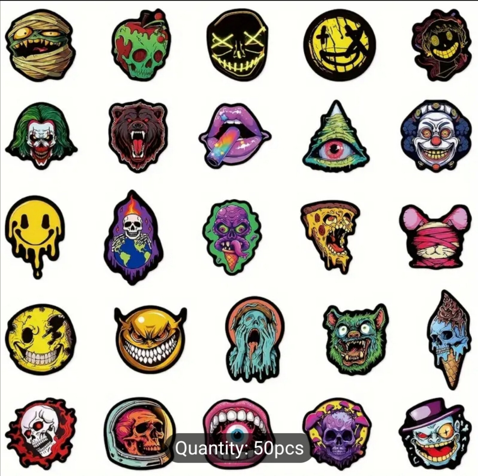 20 PCS Halloween Spooky Creepy Trippy Hippie Monsters Stickers BRAND NEW