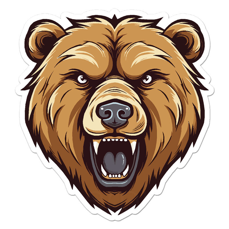 Grizzly Bear Head, Vinyl Decal Sticker, Indoor Outdoor, 3 Sizes, #11294