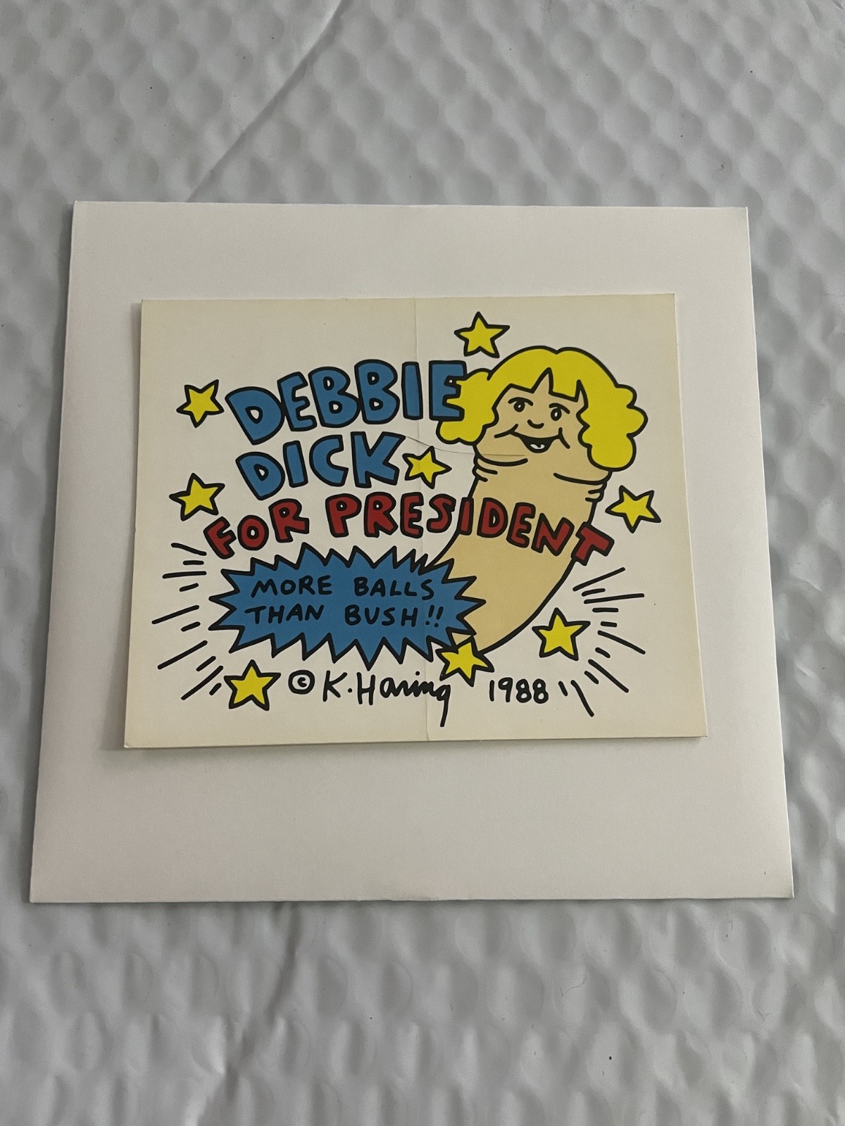 Keith Haring Debbie D!ck for President 1998 vintage rare sticker