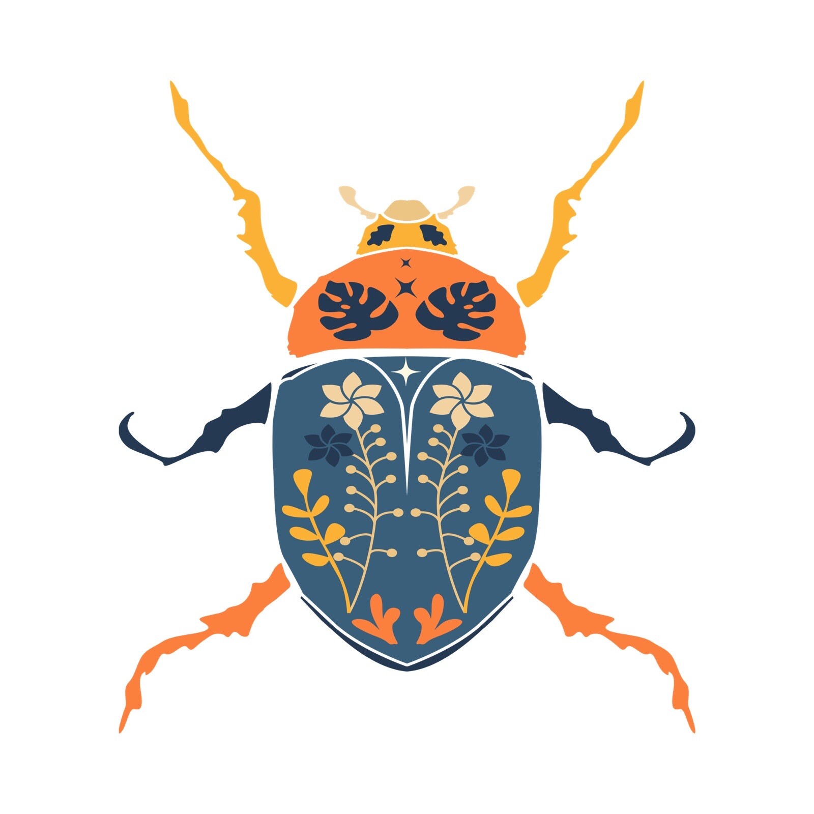 Beetle Phone Sticker (2 inch) Boho Shabby Retro Bug Insect Hippie Hippy Chic