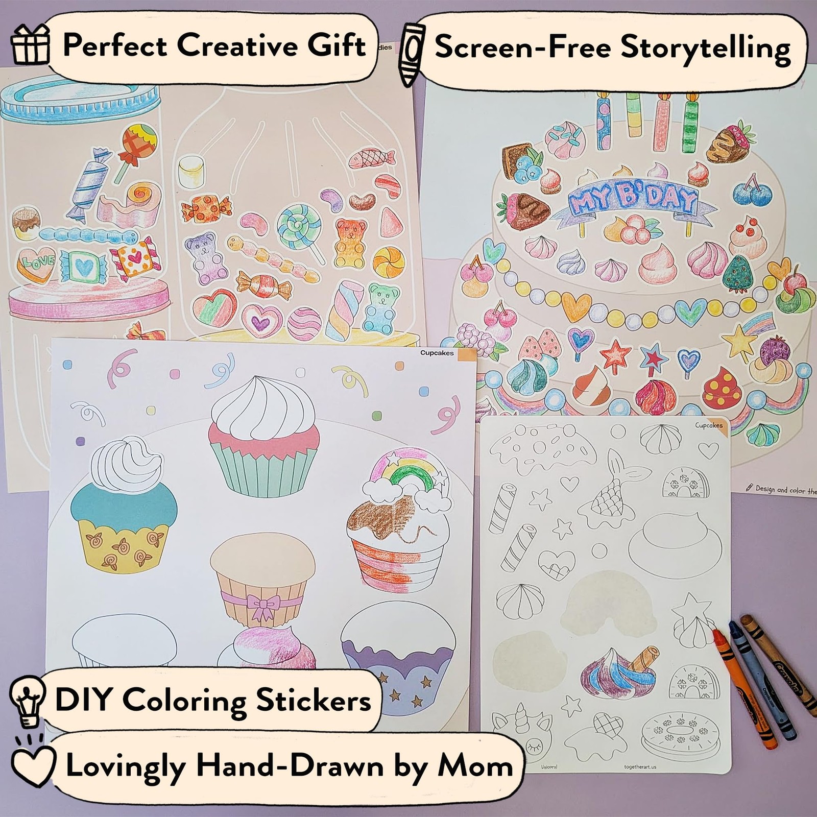 Together Art Dessert Color Your Own Storytelling Sticker Kit Your Own Stickers
