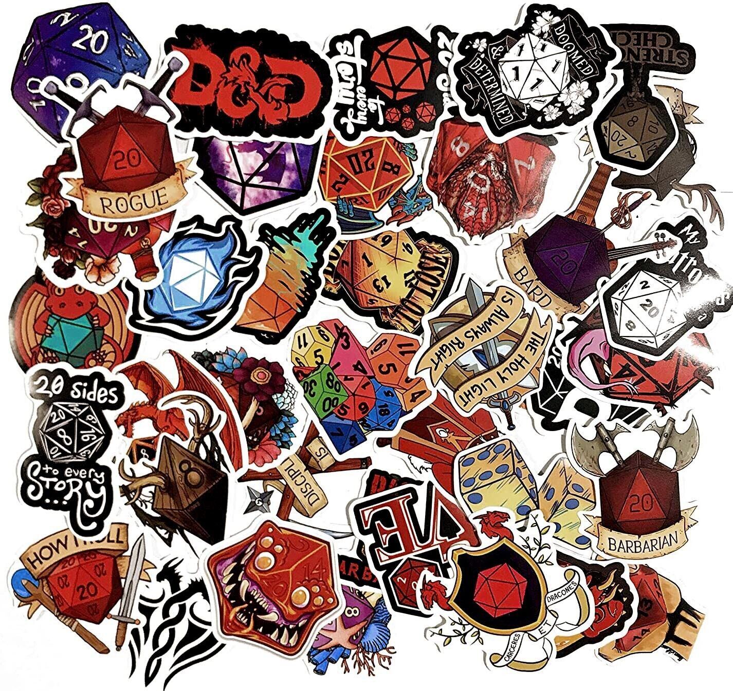 DUNGEONS & DRAGONS Vinyl Stickers [A] Waterproof Decal ~D&D Polyhedra Dice Games