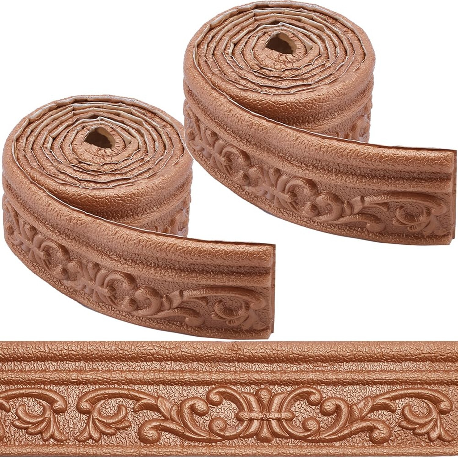 CRASPIRE 165 x 3in Crown Molding Peel and Stick Foam Brown Self Adhesive Flex…