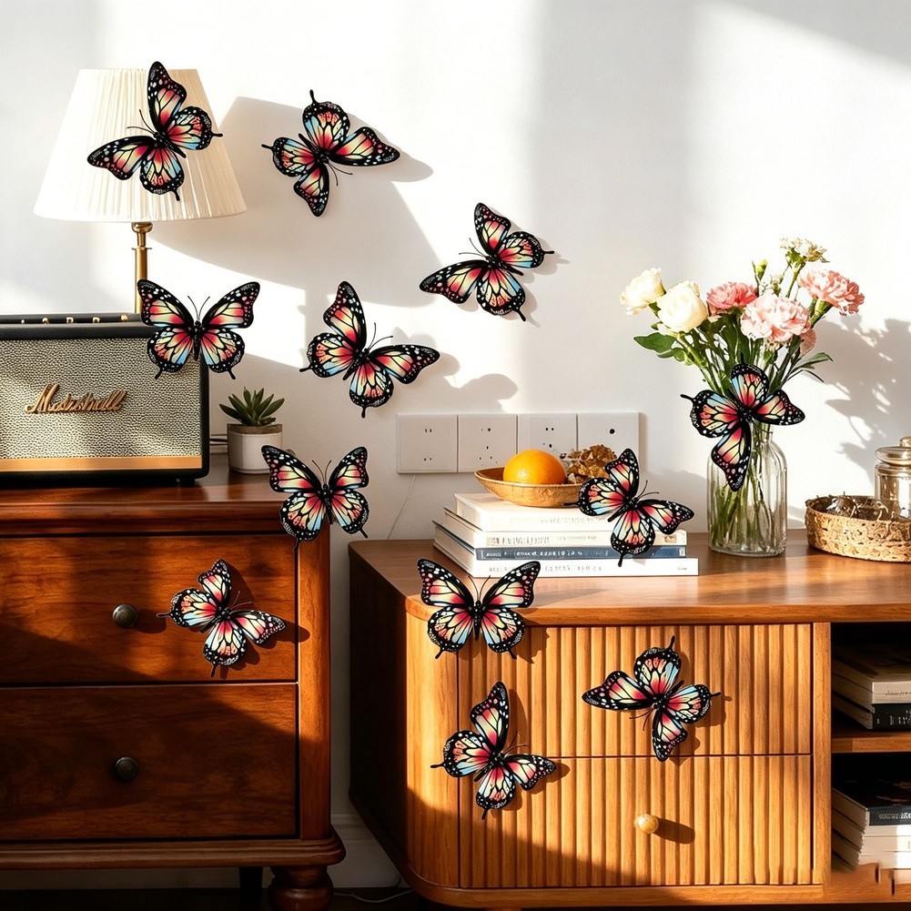 3D Butterfly Decals PVC Waterproof Bright Colors for Home Interior Decor
