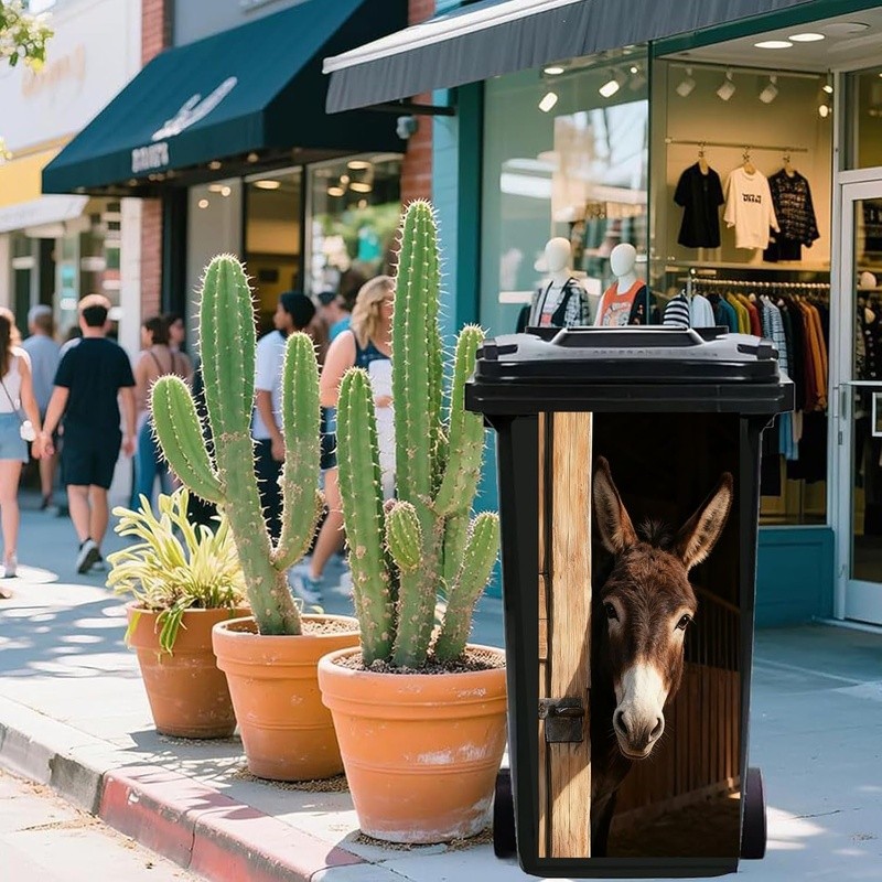 Animal Pattern Trash Can Decal Funny Large Bin Sticker Easy Apply Decor New
