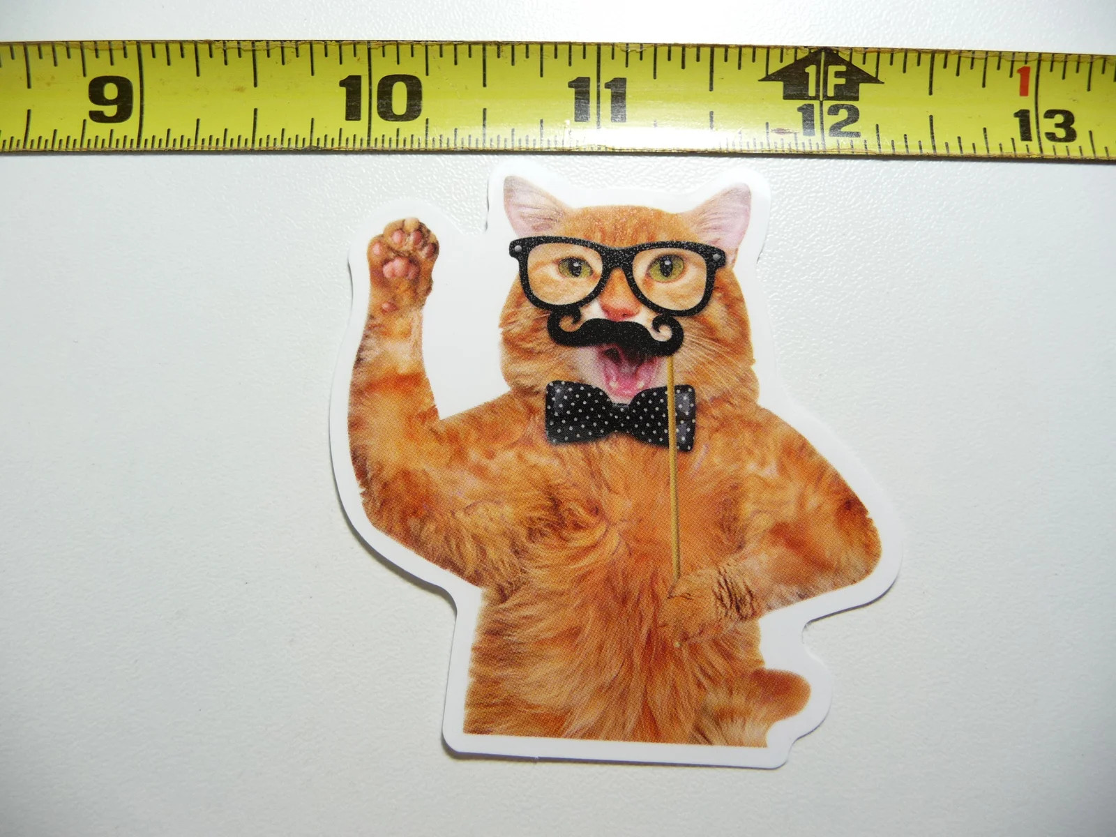 BOW TIE MUSTACHE CAT SMALL STICKER DECAL FELINE PET HOUSE KITTEN FUNNY