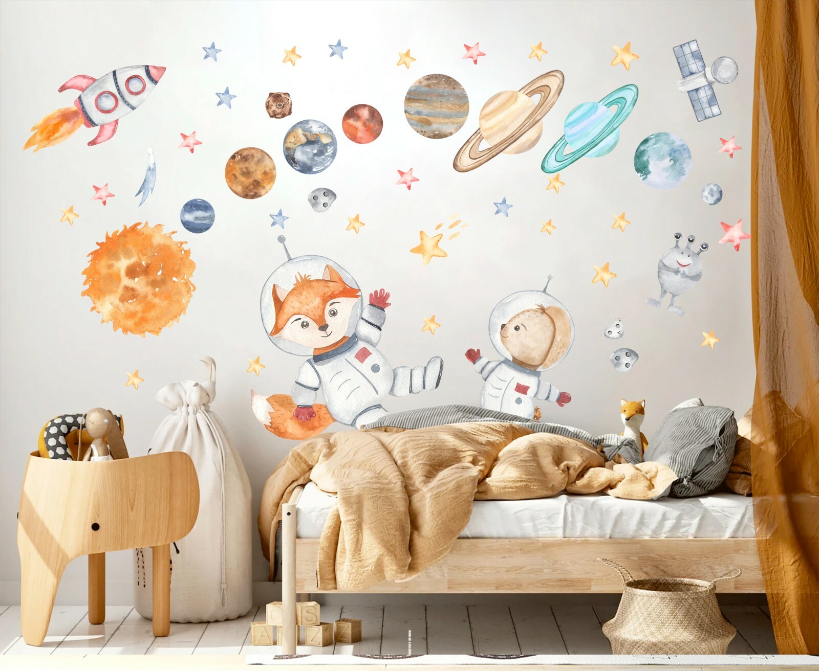Solar System Planets Earth Sun Moon Asteroids Nursery Decals Peel Wall Stickers