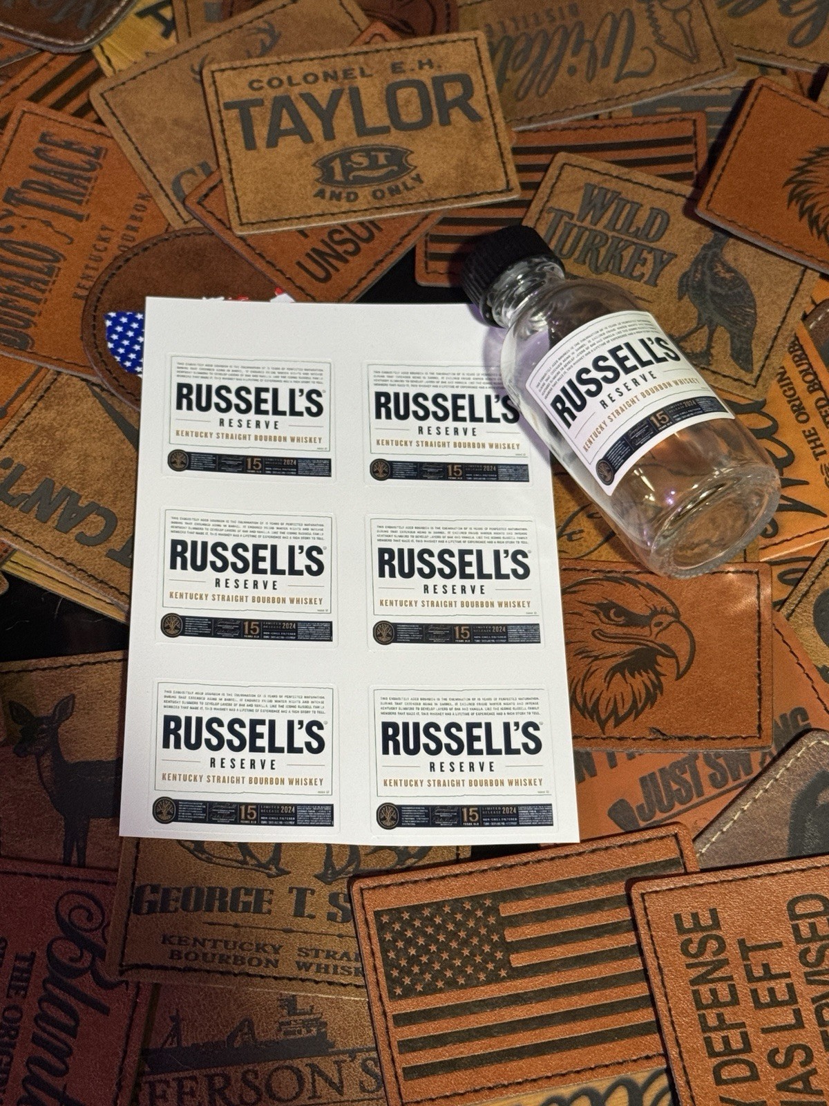 Russell’s Reserve 15 Year – Mini Taster Bottle Labels – Full Set Of 6 Labels