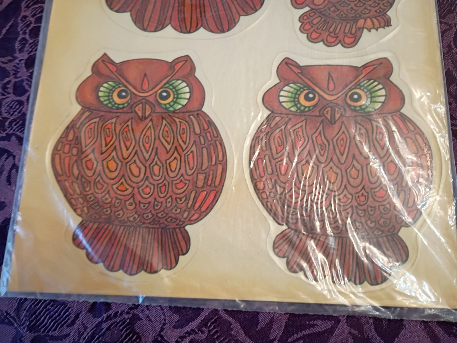 Vtg. Meyercord Artistiks Owl Vinyl Stickers Decals Decorations Sealed 70’s