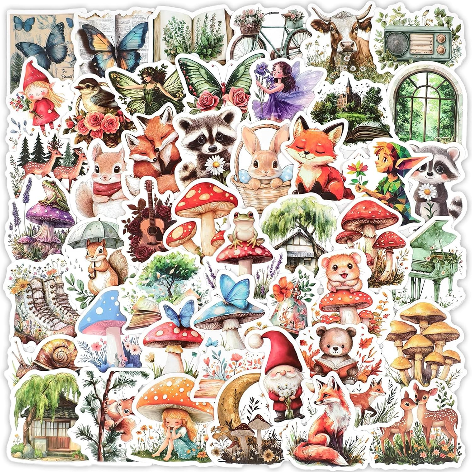50 Pcs Nature Fairy Stickers – Waterproof Vinyl Whimsical Forest Fantasy