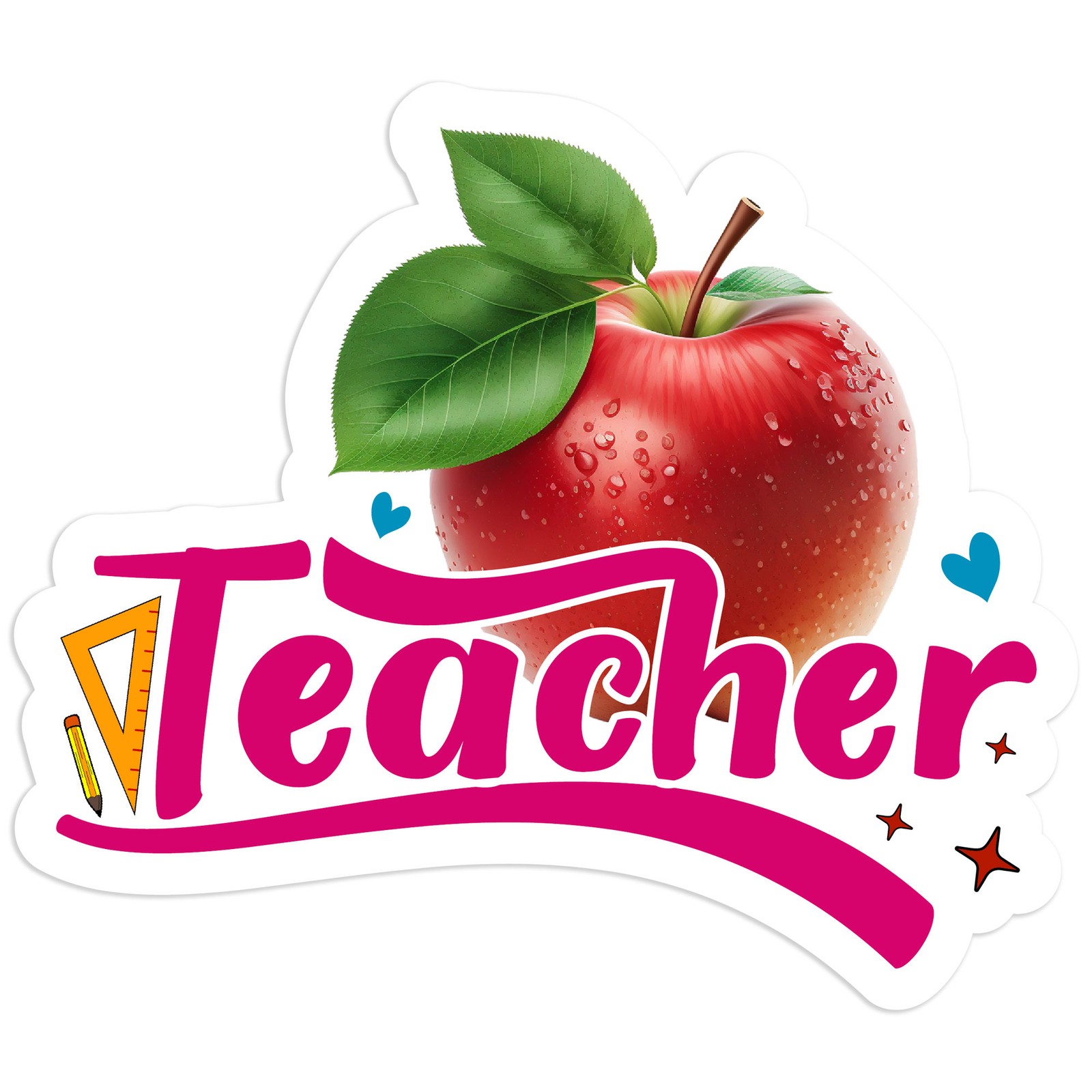 Teacher Apple – Vinyl Decal Sticker – Car Window Laptop – #924