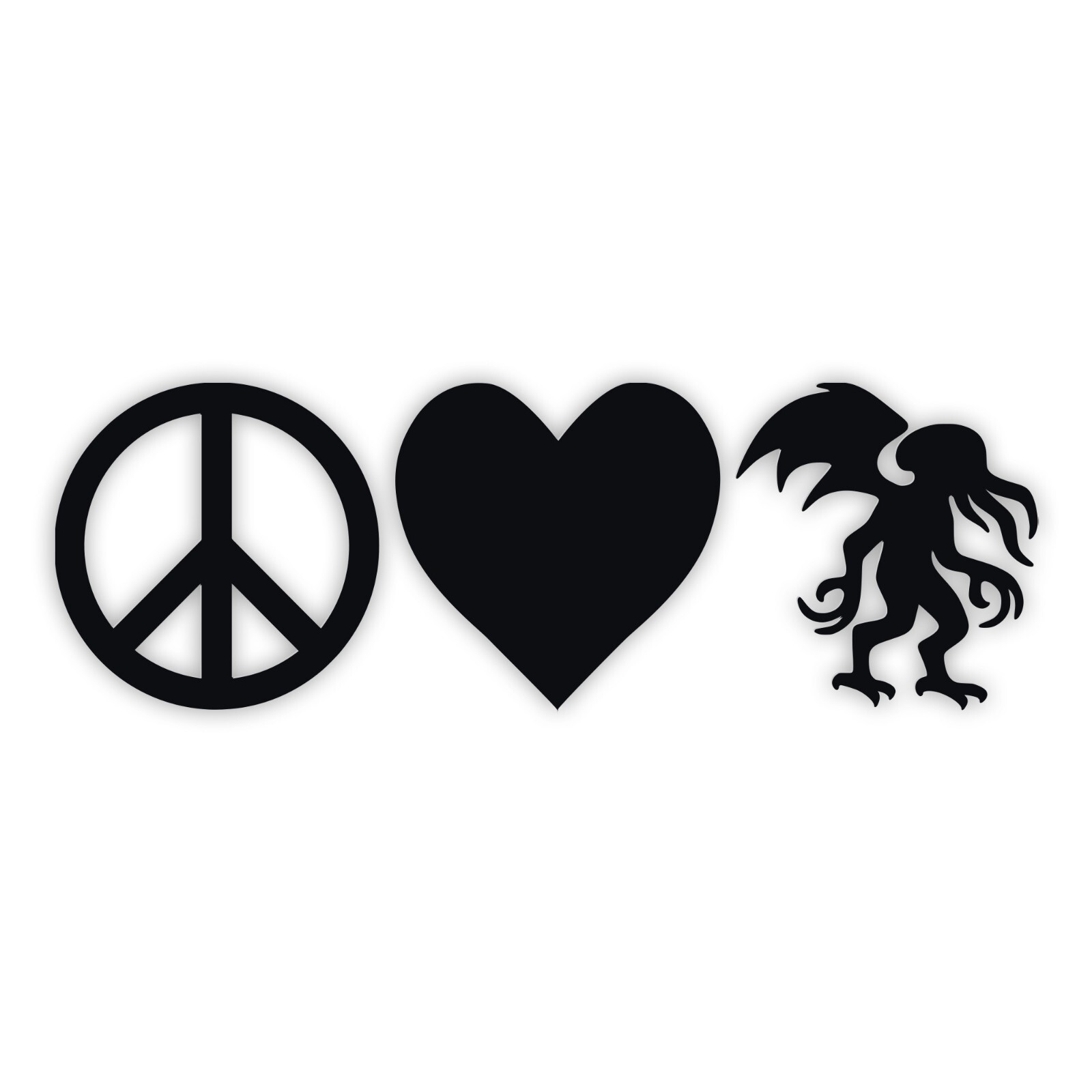Peace Love Cthulhu Vinyl Decal Lovecraft Sticker Horror Eldritch Car Window Art