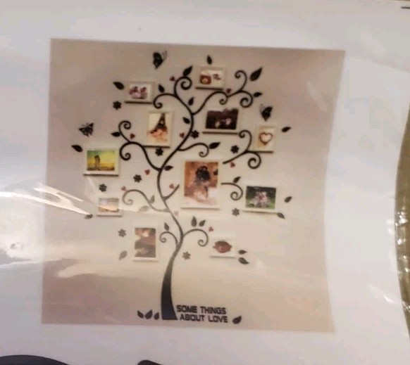 Family Tree Wall Decal Set Wall Frame Hanging W/ Butterflies Flowers & Hearts
