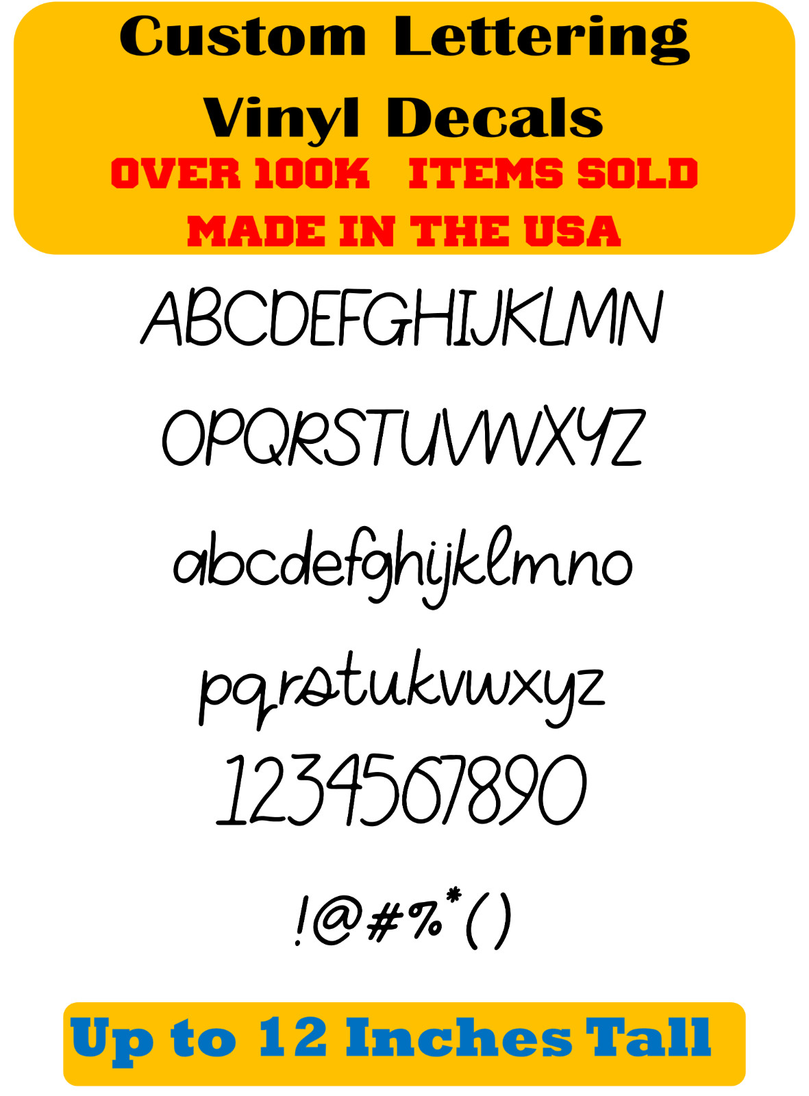 Custom Personalized Decal Vinyl Lettering Text Business Sign Handwritten Font vI