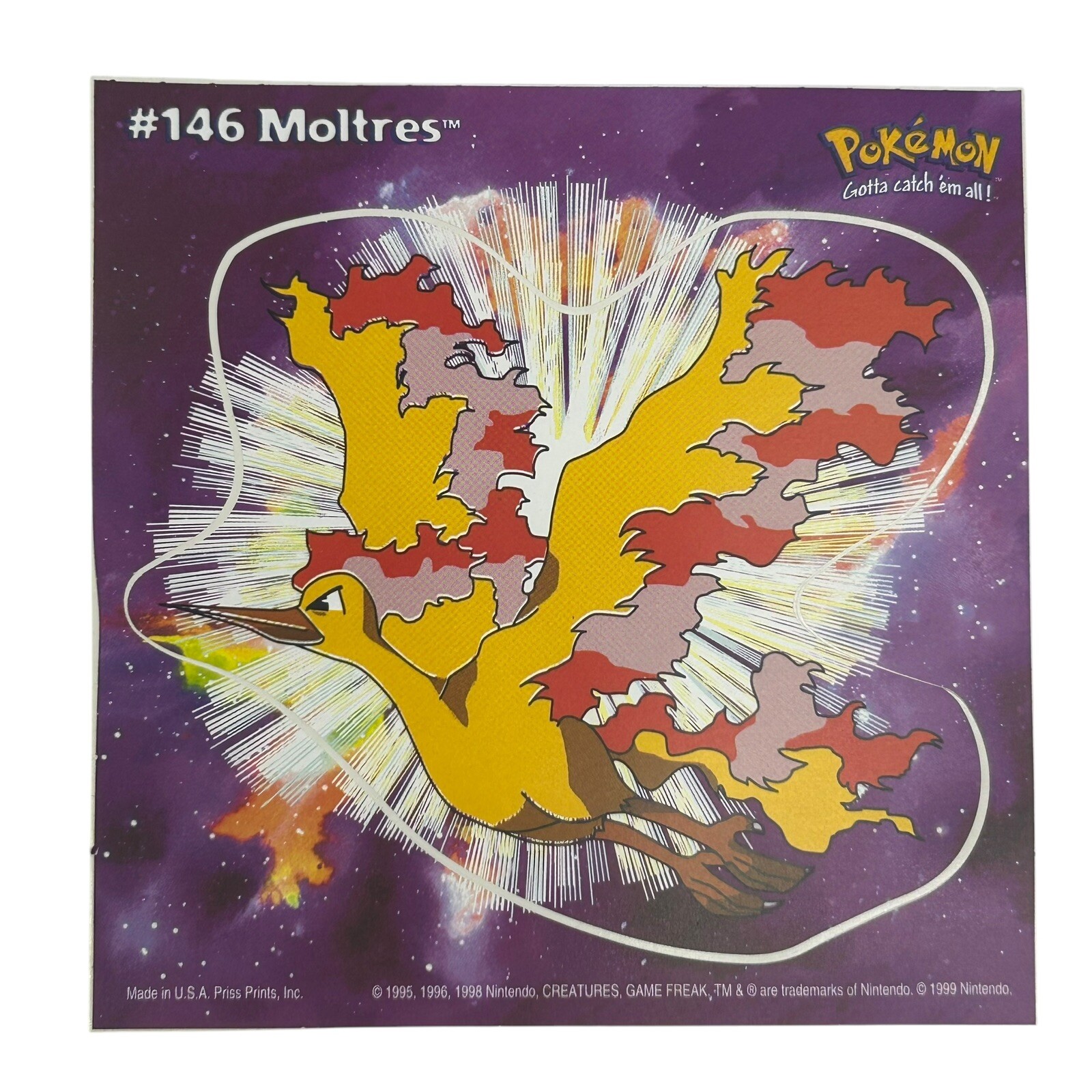 Pokemon Collect ’em Stick-Ups Moltres #146 Large 4” Sticker Priss Prints