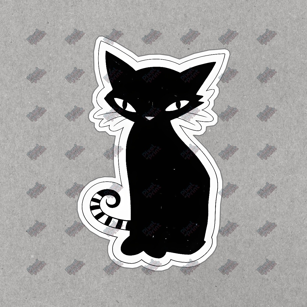 Whimsical Black Cat Silhouette Sign Perfect for Halloween Decor, Cat #8720