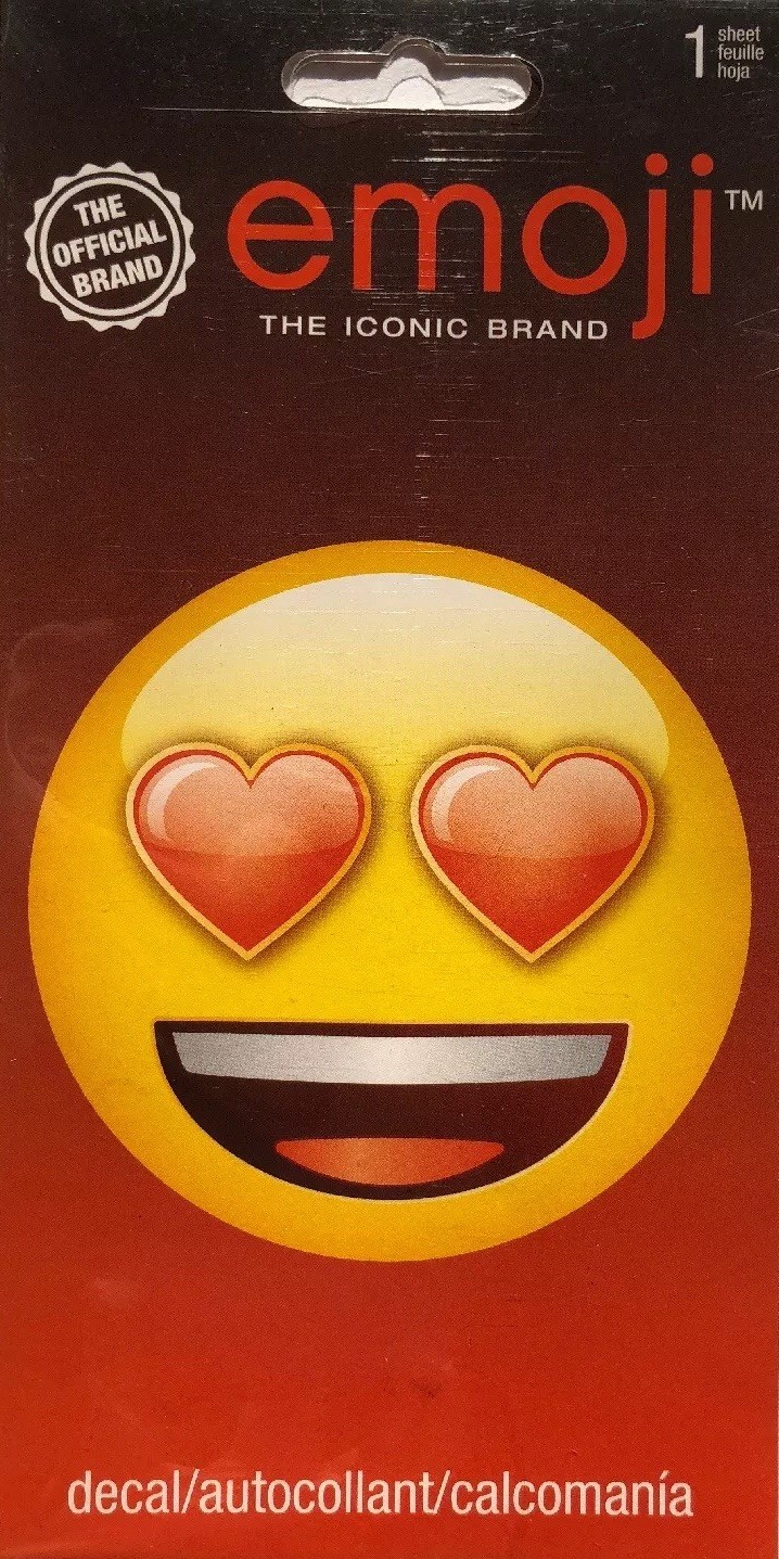 LOVE EMOJI Decal/Sticker(1pc) 3-3/4”Dia.Sandylion•Wall•Car •Window•Smile•Hearts