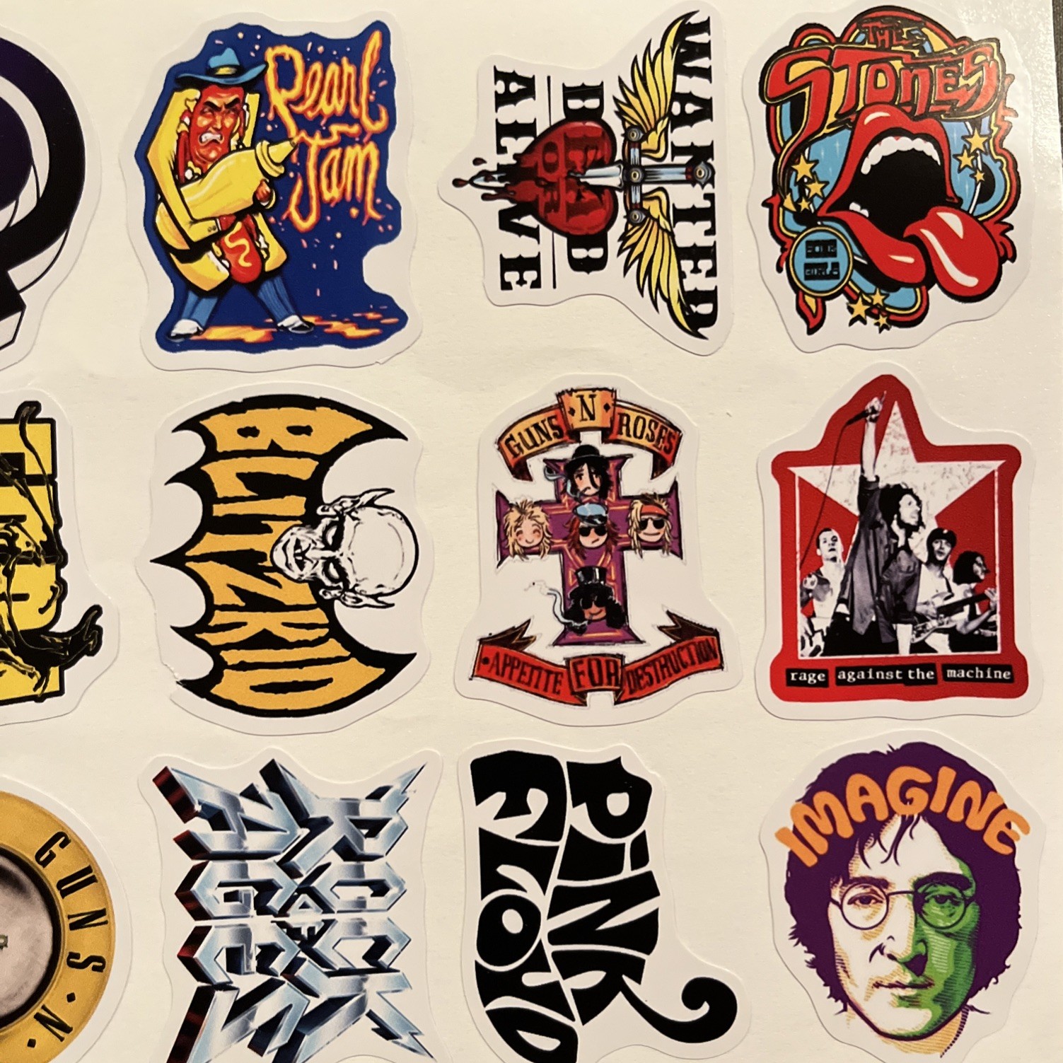 60 Classic Rock Bank Vinyl Stickers – Zeppelin, Rage, Stones, Pearl Jam, AC/DC