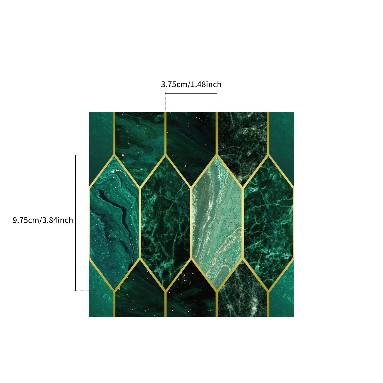 Holographic Emerald Art Deco Peel and Stick Backsplash -Adhesive PVC Wall Til…