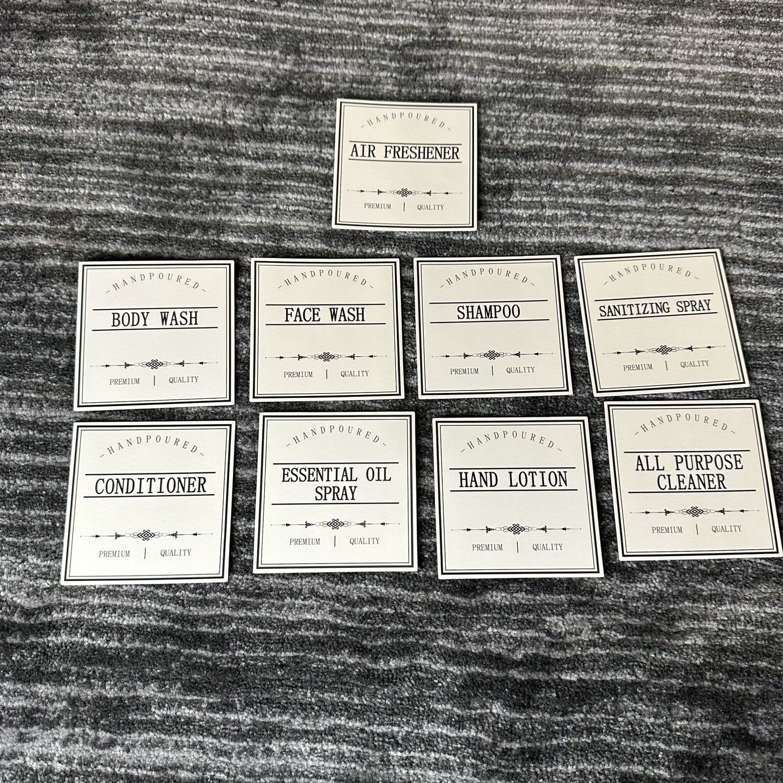 9 White Waterproof Labels Bottles Farmhouse Bathroom Kitchen Hand Soap Organize