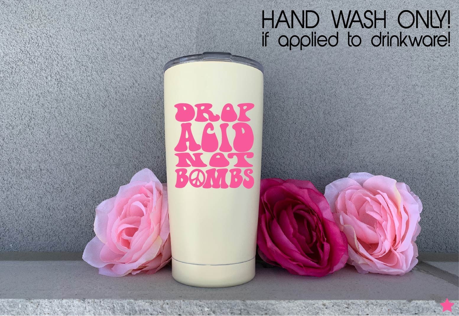 Drop Acid Not Bombs Decal Sticker Peace Sign Symbol Love Hippie Retro 70s No War