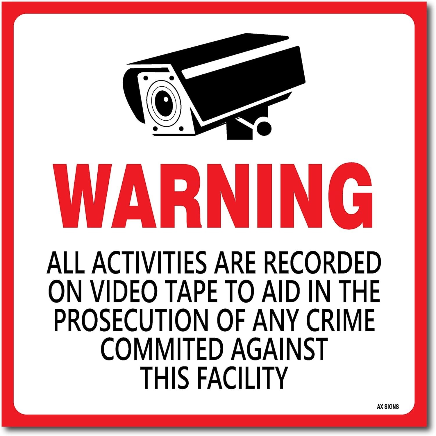 (4 Pack) Warning: All Activities Recorded for Crimes Sticker 5.5 X 5.5 Inches