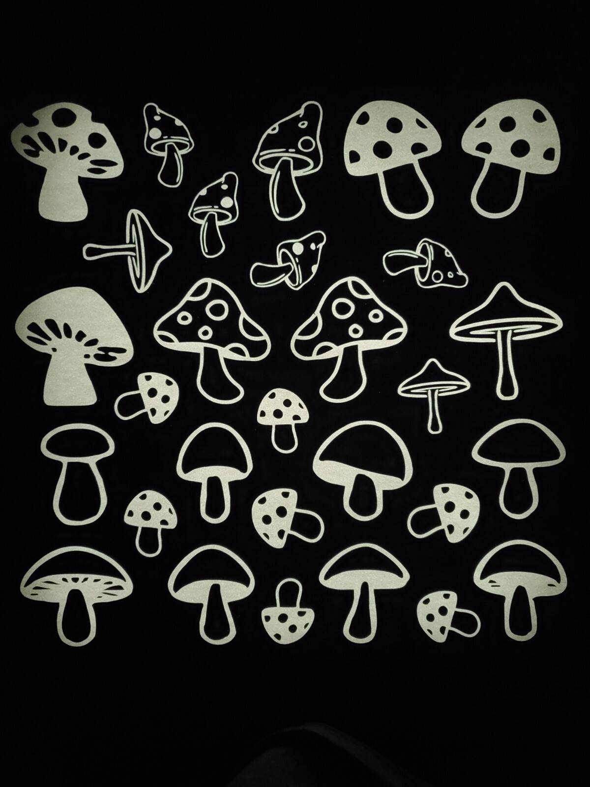 Glow In The Dark Vinyl Decals Trippy Shrooms Decor Lit Stickers New Full Sheets