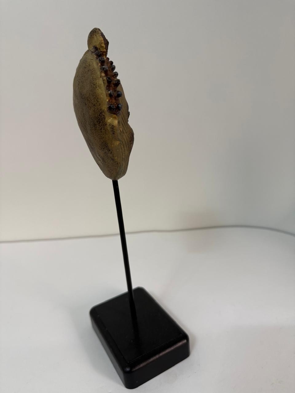 African Metal Head Sculpture Statue on Stand Tribal Art Decor Vintage Style Figu