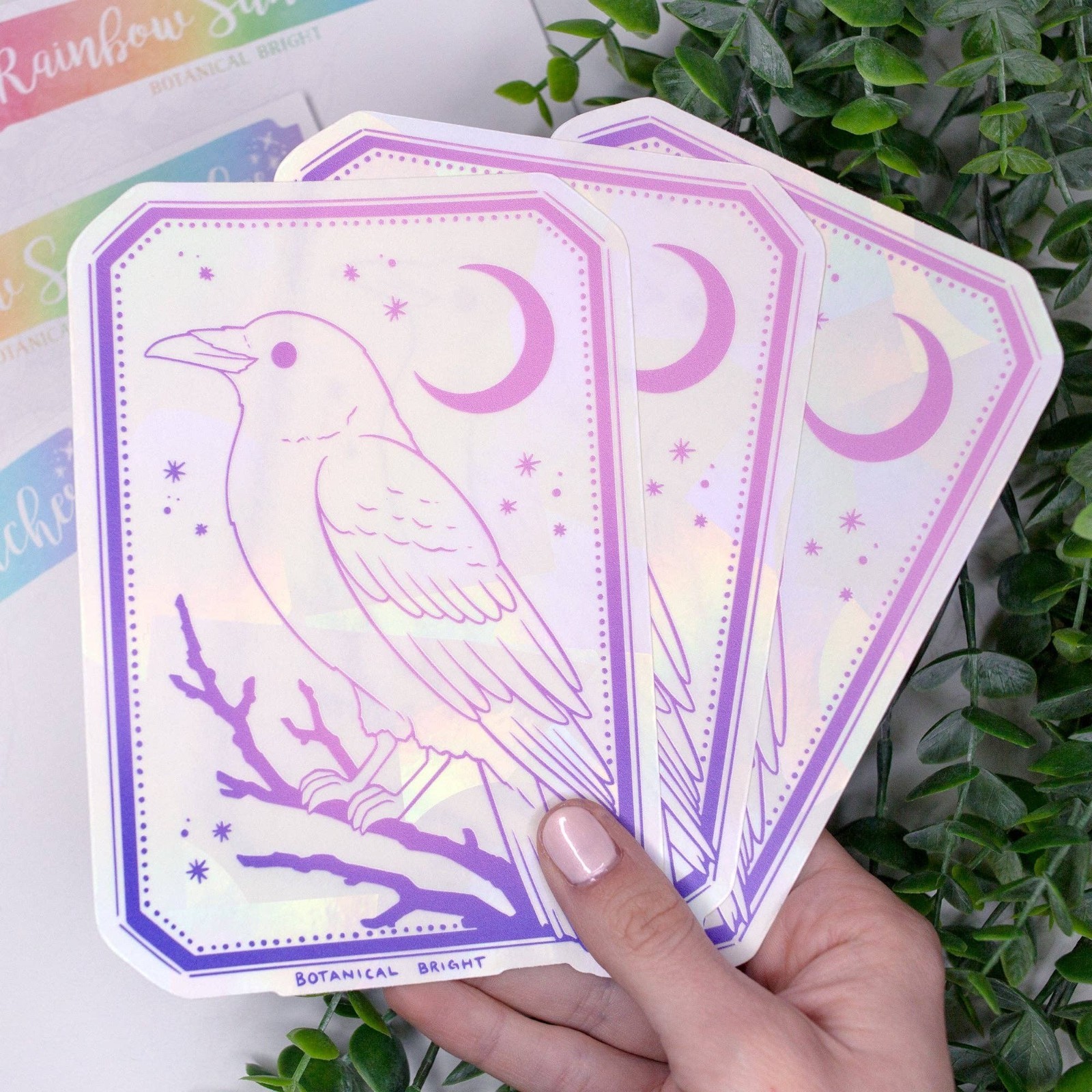 Raven Bird Sun Catcher Sticker – Crow Rainbow Maker Decal – Indoor Window Decor