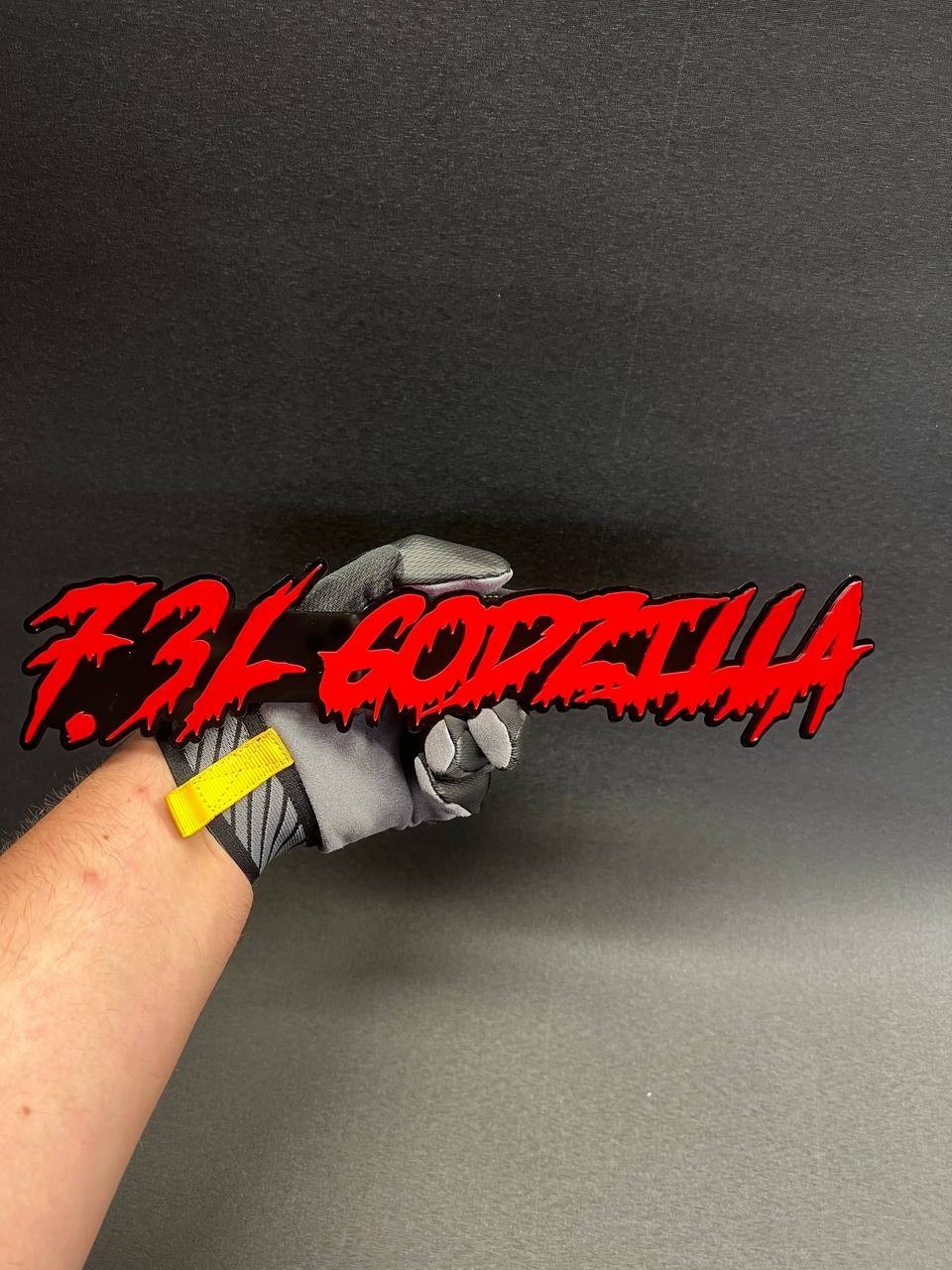 1X 7.3L Drip Godzilla Custom 3D Text Car Badge Fender Emblem Tailgate Toolbox 3D