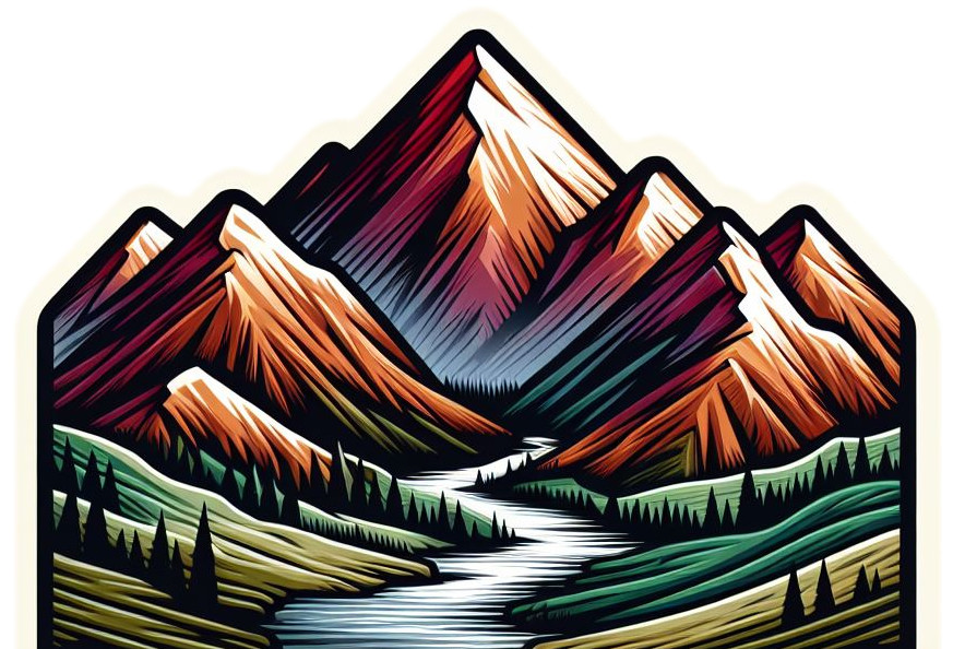 Beautiful translucent Mountain Range vinyl sticker decal – many sizes available