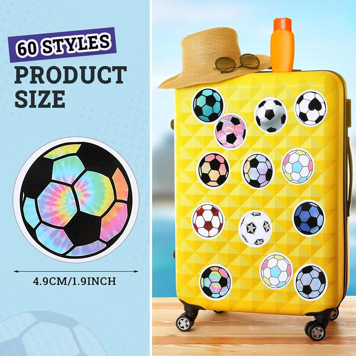 240 Pcs Soccer Stickers for Scrapbooking, Vinyl Waterproof Stickers for Teens &