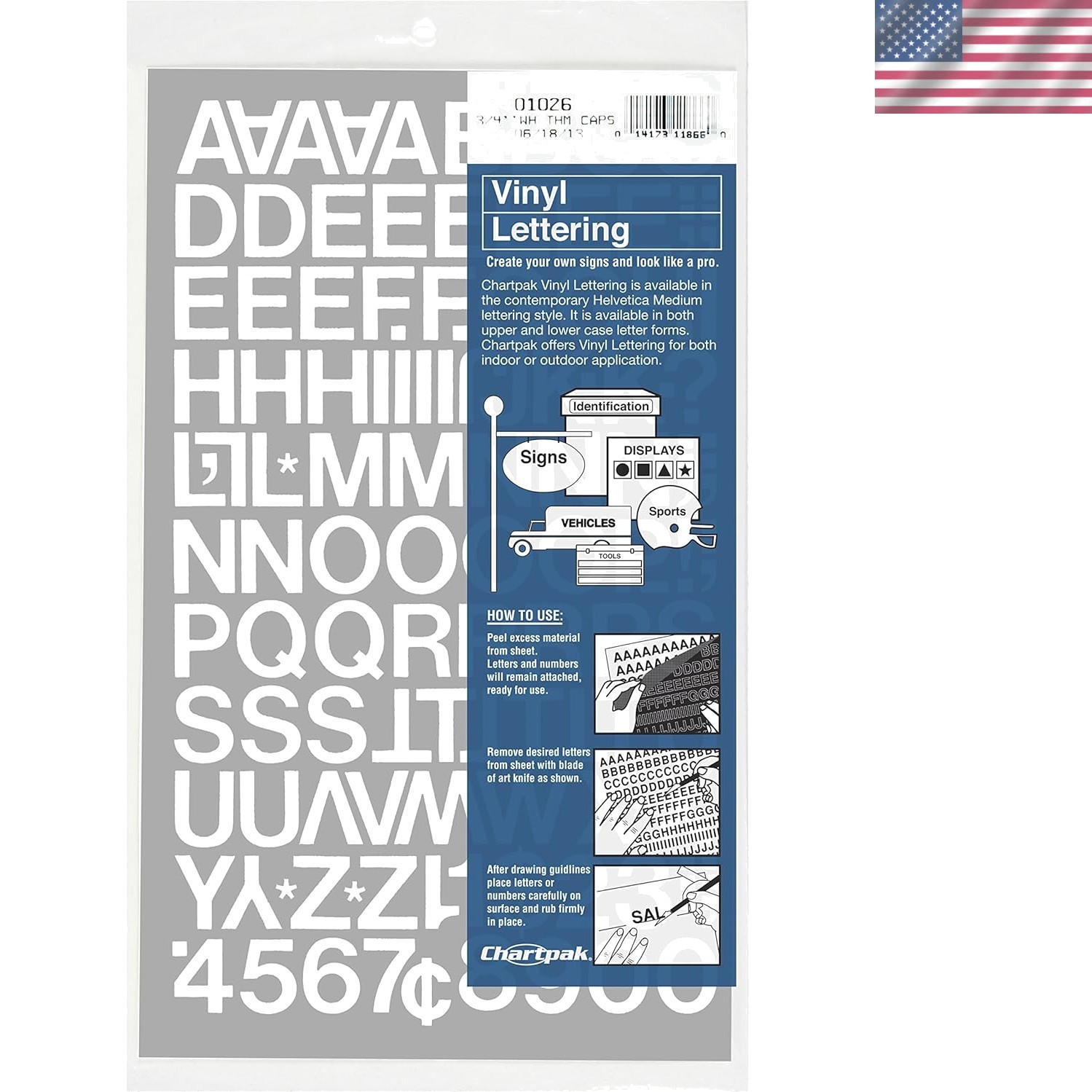 Water-Resistant Vinyl Numbers and Letters, 3/4" High, Perfect for Outdoor Use
