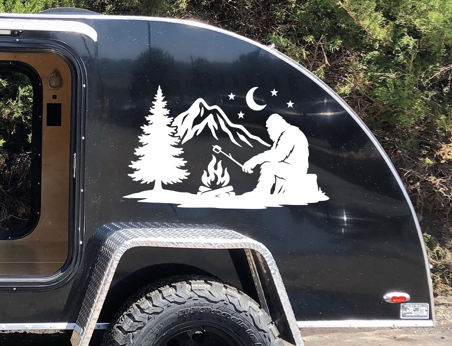 Bigfoot Campfire V2 Vinyl Decal Sasquatch Roasting Marshmallow Sticker Camping